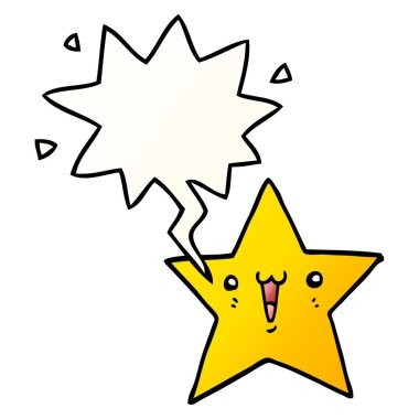 mutlu çizgi film yıldızı ve konuşma balonu pürüzsüz degrade tarzında