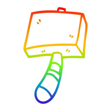 Rainbow gradient line drawing cartoon hammer vector