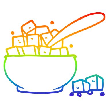 gökkuşağı gradyan çizgi çizim karikatür şeker kase