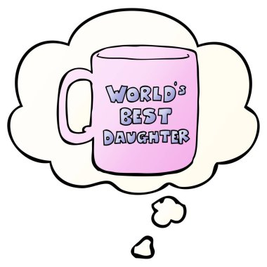 dünyanın en iyi kızı kupa ve pürüzsüz degrade s kabarcık düşünce