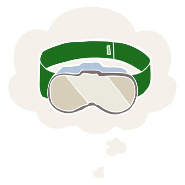 retro tarzında karikatür gözlük ve düşünce balonu