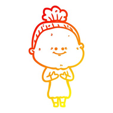 sıcak degrade çizgi çizim karikatür mutlu yaşlı kadın