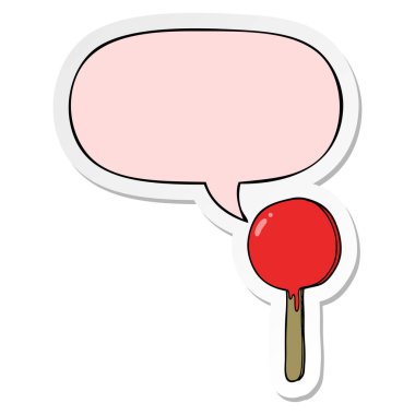 karikatür lolipop ve konuşma kabarcık etiket