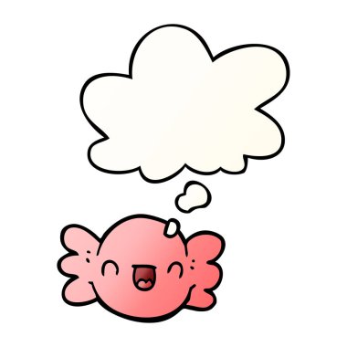 çizgi film sarılmış şeker ve pürüzsüz degrade stil düşünce balonu