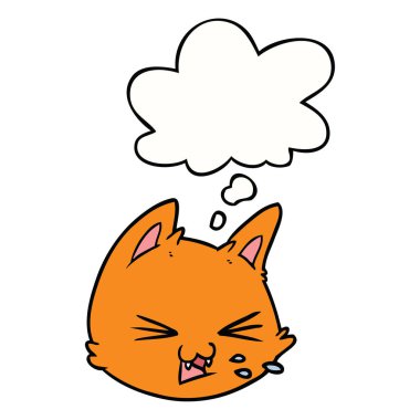 tükürme karikatür kedi yüz ve düşünce balonu
