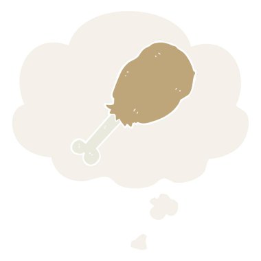 karikatür tavuk bacak ve retro tarzında düşünce balonu