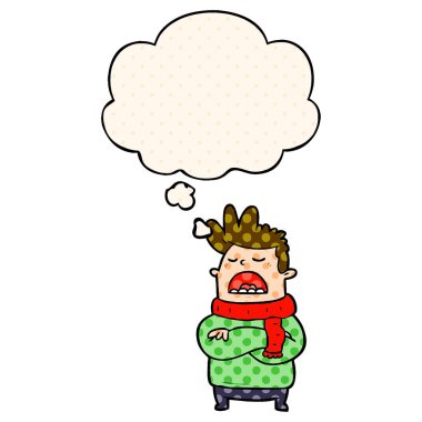 çizgi film adam ve çizgi roman tarzında düşünce balonu