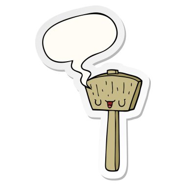 karikatür tokmak ve konuşma balonu etiket