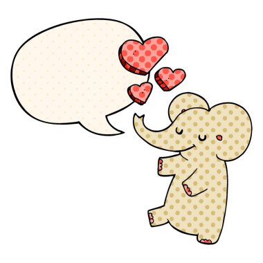 çizgi film fil ve çizgi roman aşk kalpleri ve konuşma balonu