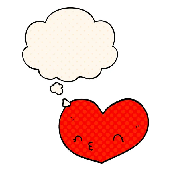 Cartoon serce miłość i myśli bańka w komiksowym stylu — Wektor stockowy