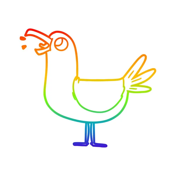 Rainbow gradient ligne dessin caricature mouette — Image vectorielle