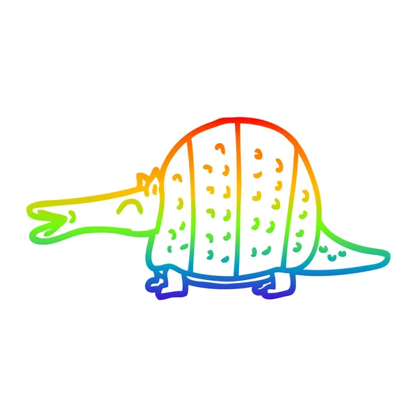 Rainbow gradient line drawing cartoon armadillo — Stock Vector