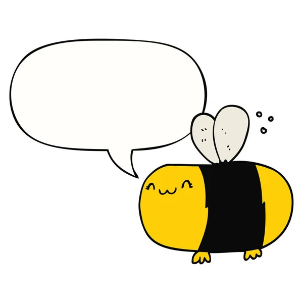 Милый мультяшный пчела и речи пузырь — стоковый вектор