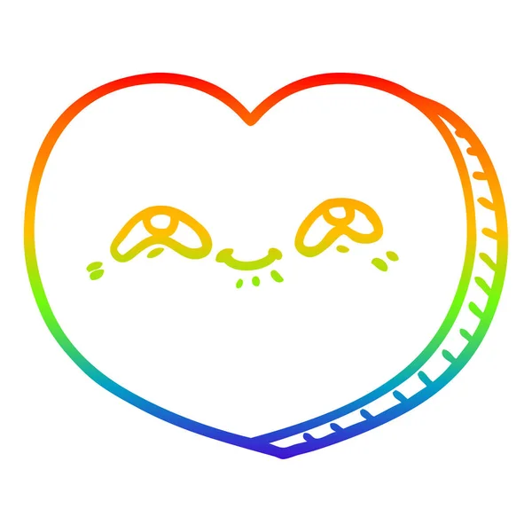 Regenbogen Gradienten Linie Zeichnung Cartoon Liebe Herz — Stockvektor
