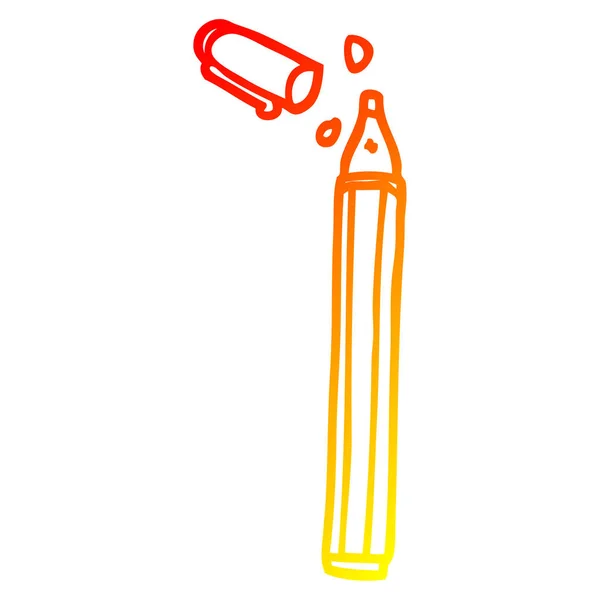 Linha gradiente quente desenho cartoon escritório caneta — Vetor de Stock