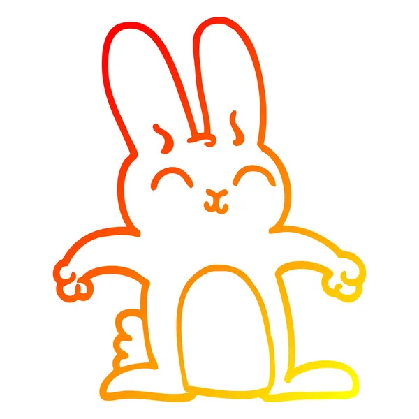 Warme Gradientenlinie Zeichnung Cartoon graues Kaninchen — Stockvektor