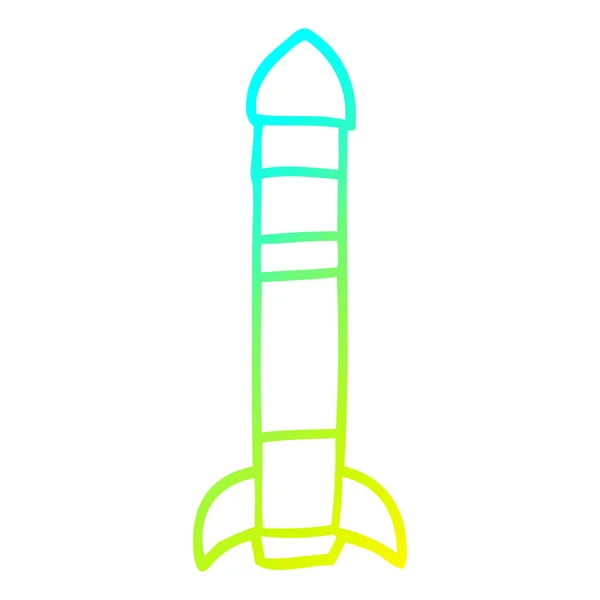 Linha gradiente frio desenho cartoon alto foguete — Vetor de Stock