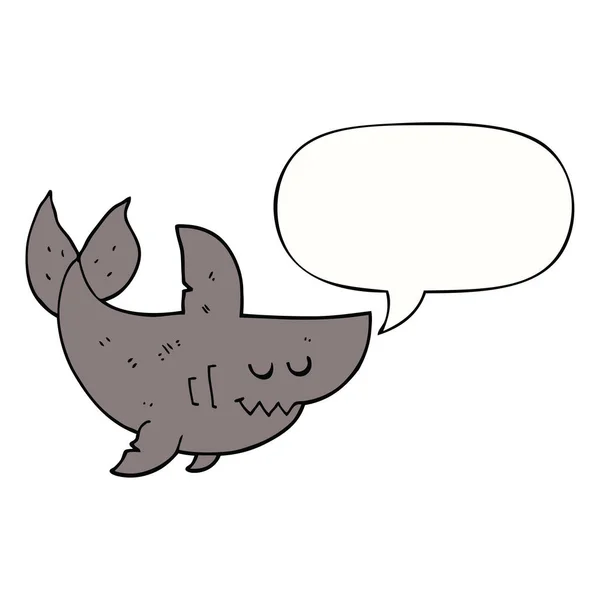 Tubarão dos desenhos animados e bolha de fala — Vetor de Stock