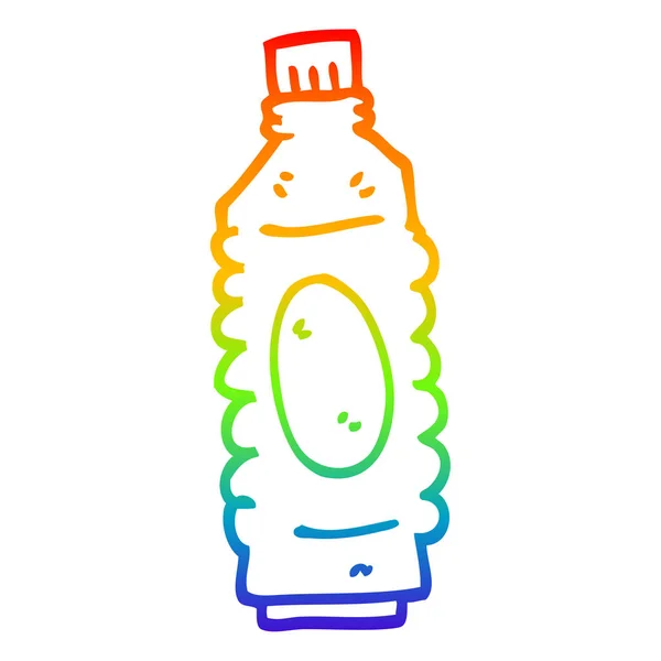 Rainbow gradient ligne dessin dessin animé boissons bouteille — Image vectorielle