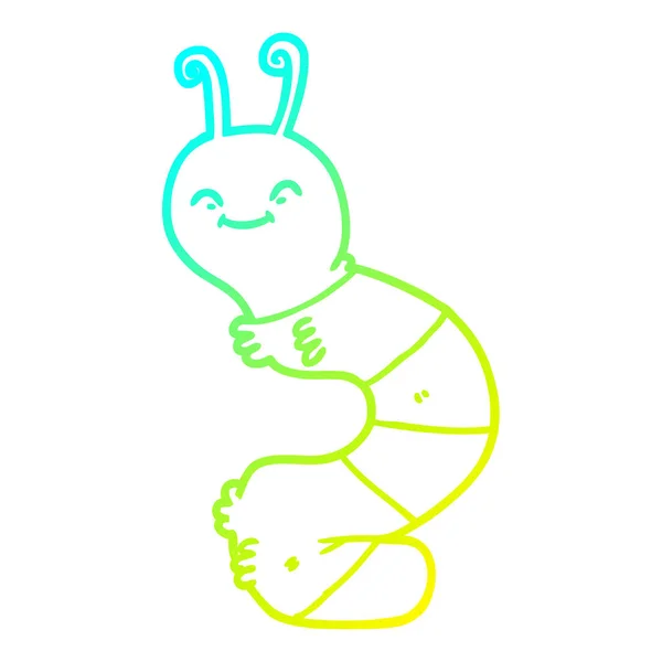 Linha gradiente frio desenho dos desenhos animados feliz lagarta — Vetor de Stock