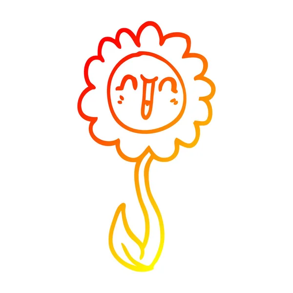 Warme Gradienten Linie Zeichnung Cartoon glücklich Blume — Stockvektor