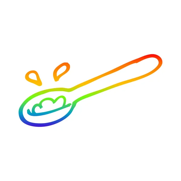 Rainbow gradient ligne dessin dessin animé louche de nourriture — Image vectorielle