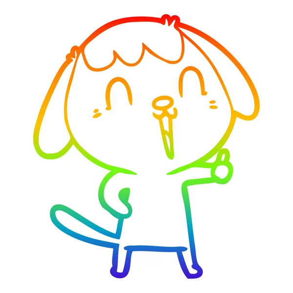 Regenboog gradiënt lijntekening cute cartoon hond — Stockvector