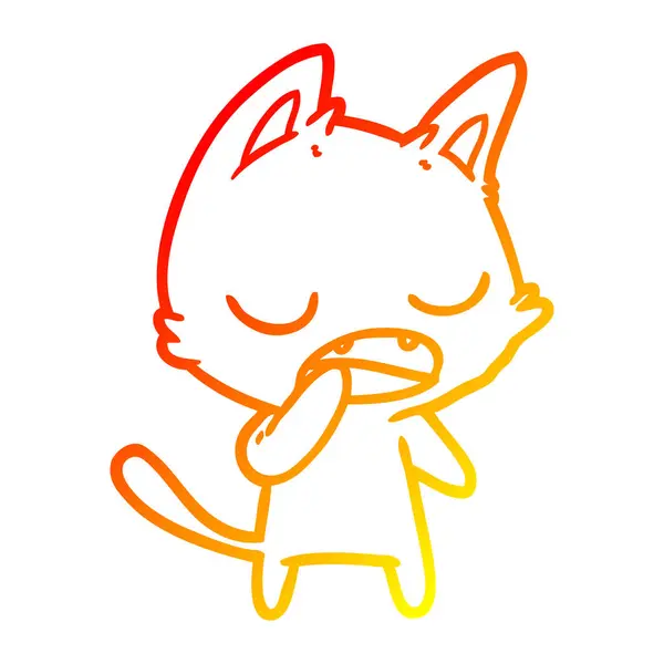 Sıcak degrade çizgi çizim konuşma kedi karikatür — Stok Vektör