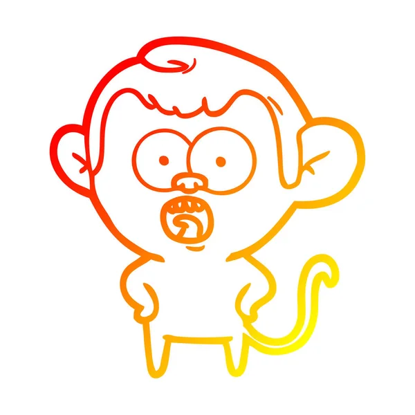 Meleg színátmenet vonal rajz rajzfilm döbbenve majom — Stock Vector