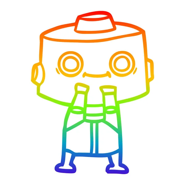 Regenboog gradiënt lijntekening cartoon robot — Stockvector