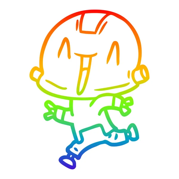 Rainbow gradient line drawing cartoon robot — Stock Vector