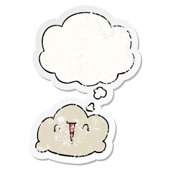 Cartoon Cloud och tankebubbla som en nödställda slitna klistermärke — Stock vektor