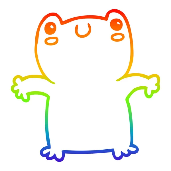 Rainbow gradient line drawing cartoon frog — Stock Vector
