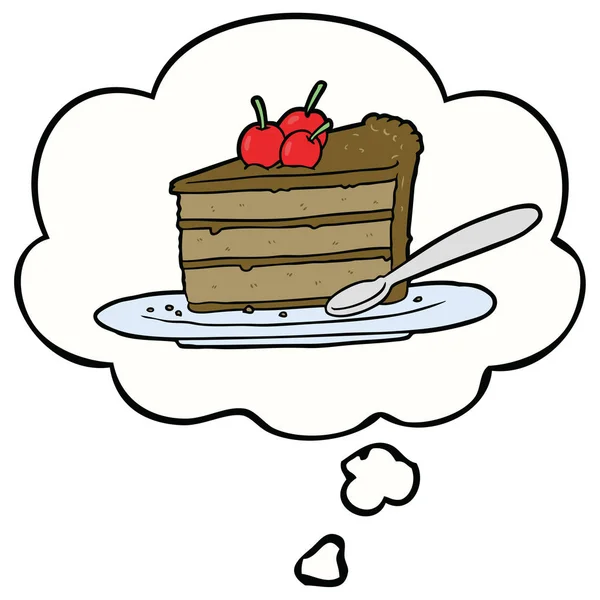 卡通巧克力蛋糕和思想泡泡 — 图库矢量图片