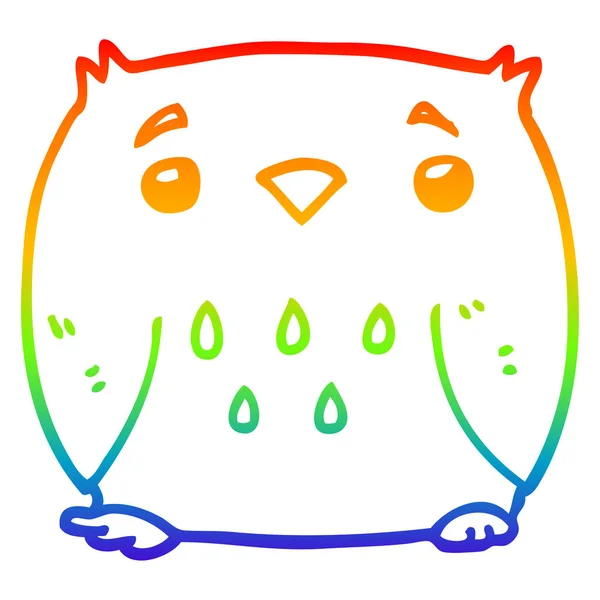 Rainbow gradient ligne dessin dessin hibou dessin animé — Image vectorielle