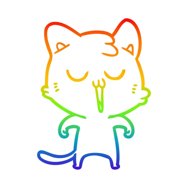 Gökkuşağı gradyan çizgi çizim karikatür kedi şarkı — Stok Vektör