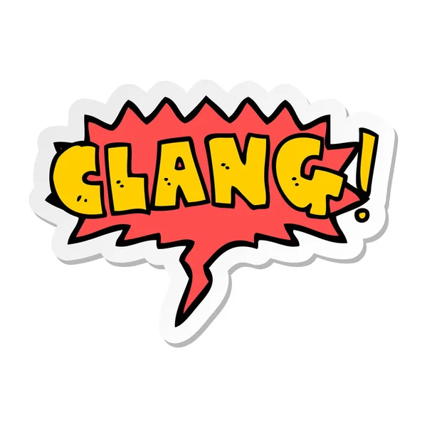 Cartoon woord clang en toespraak bubble sticker — Stockvector