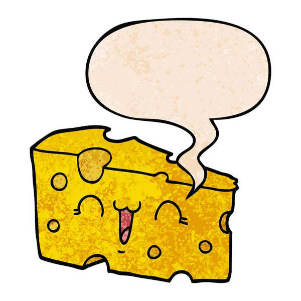 Cartoon-Käse und Sprechblase im Retro-Stil — Stockvektor