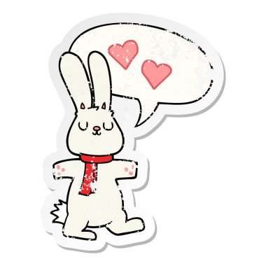 aşk ve konuşma balonu sıkıntılı etiket karikatür tavşan