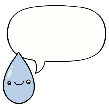 karikatür sevimli yağmur damlası ve konuşma balonu