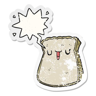 ekmek karikatür dilim ve konuşma balonu sıkıntılı etiket