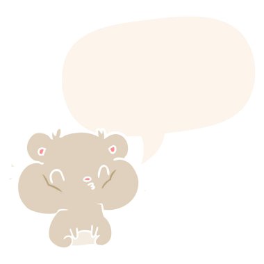 karikatür hamster ve retr tam yanak torbaları ve konuşma balonu