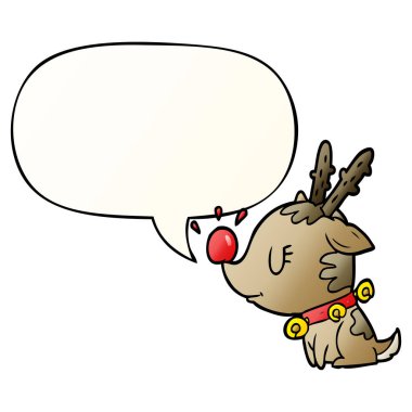 düzgün degrade karikatür noel geyiği ve konuşma balonu 