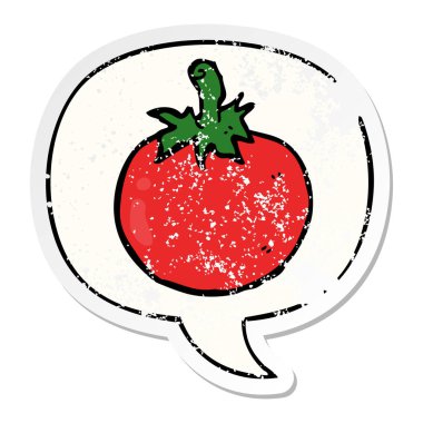 karikatür domates ve konuşma balonu sıkıntılı etiket