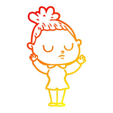 sıcak degrade çizgi çizim karikatür sakin kadın