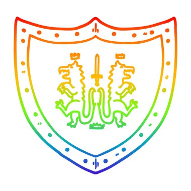 gökkuşağı gradyan çizgi çizim karikatür heraldic kalkan