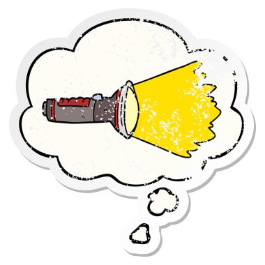 karikatür elektrikli meşale ve sıkıntılı bir yıpranmış olarak kabarcık düşünce s