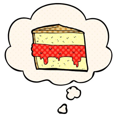 çizgi roman tarzında karikatür pasta ve düşünce balonu