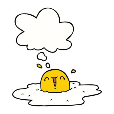 karikatür kızarmış yumurta ve düşünce balonu