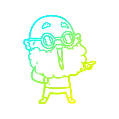 soğuk degrade çizgi çizim karikatür neşeli adam sakal pointin ile